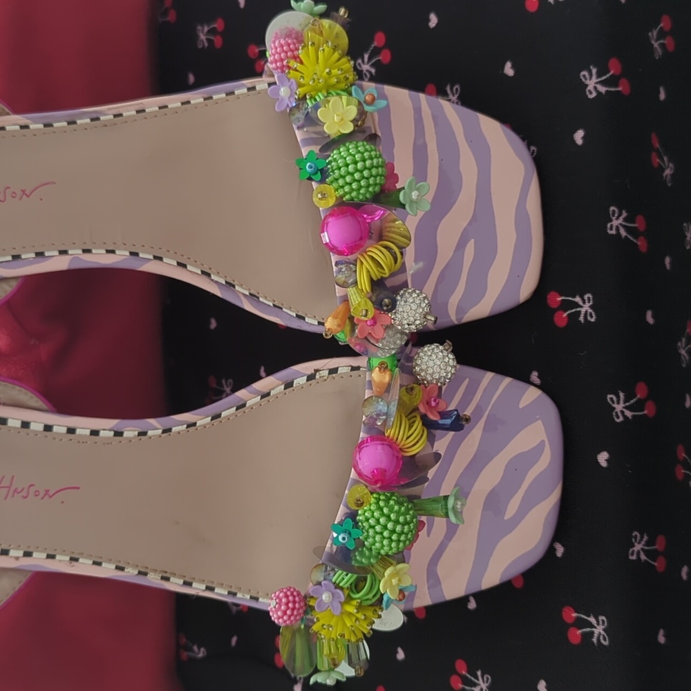 Betsey Johnson Beaded Sparkly Ankle Strap Heels Size 10 - Picture 3 of 12